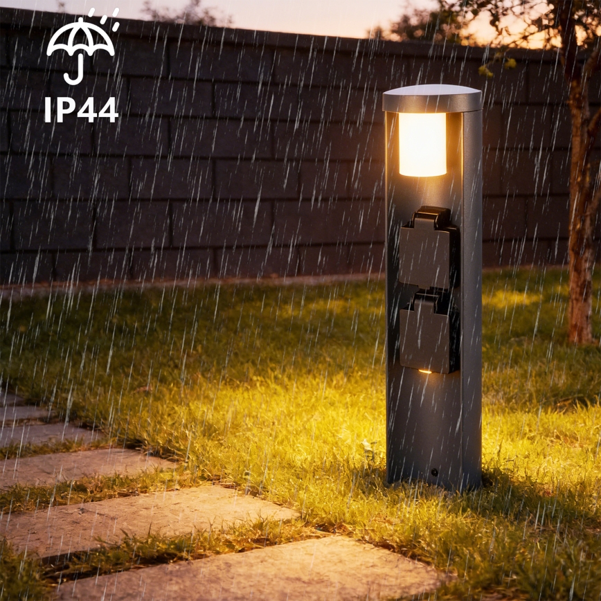 Brilagi - Lâmpada exterior com 2 tomadas SCHUKO PILLAR 1xG9/11W/230V IP44 antracite