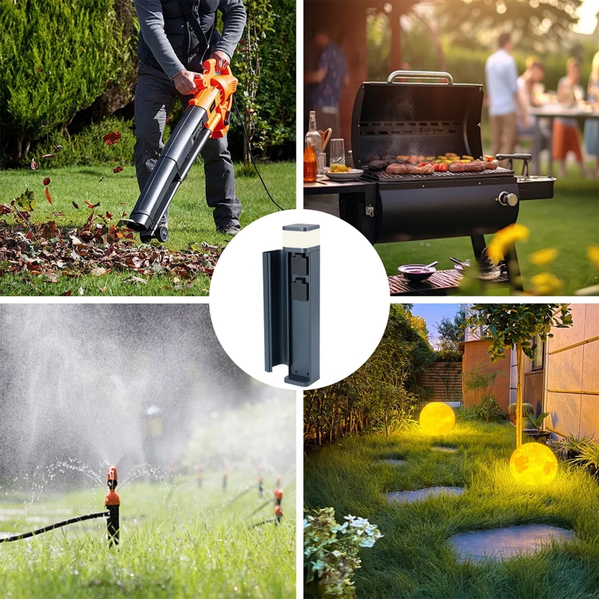 Brilagi - Candeeiro de exterior com 2 tomadas SCHUKO PILLAR 1xG9/11W/230V IP44 antracite
