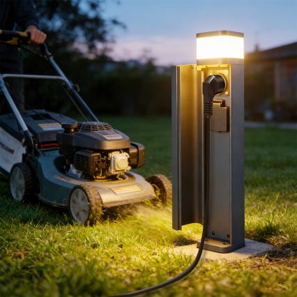 Brilagi - Candeeiro de exterior com 2 tomadas SCHUKO PILLAR 1xG9/11W/230V IP44 antracite