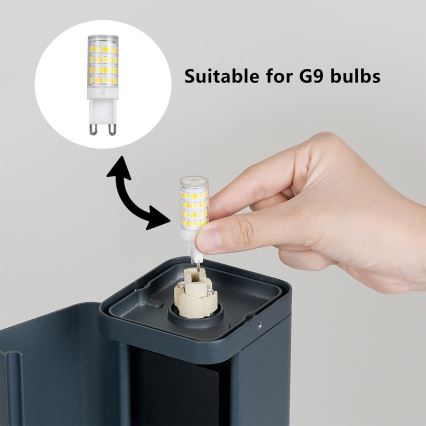 Brilagi - Candeeiro de exterior com 2 tomadas SCHUKO PILLAR 1xG9/11W/230V IP44 antracite