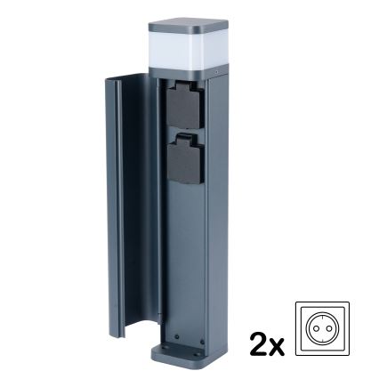 Brilagi - Candeeiro de exterior com 2 tomadas SCHUKO PILLAR 1xG9/11W/230V IP44 antracite
