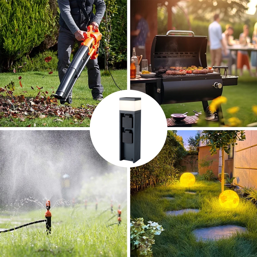 Brilagi - Candeeiro exterior com 2 tomadas SCHUKO PILLAR 1xG9/11W/230V IP44 antracite