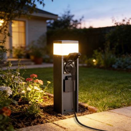 Brilagi - Candeeiro exterior com 2 tomadas SCHUKO PILLAR 1xG9/11W/230V IP44 antracite