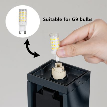 Brilagi - Candeeiro exterior com 2 tomadas SCHUKO PILLAR 1xG9/11W/230V IP44 antracite