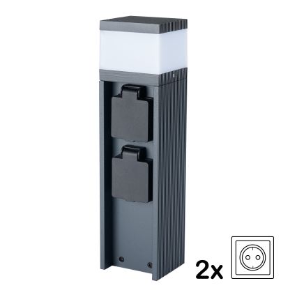 Brilagi - Candeeiro exterior com 2 tomadas SCHUKO PILLAR 1xG9/11W/230V IP44 antracite