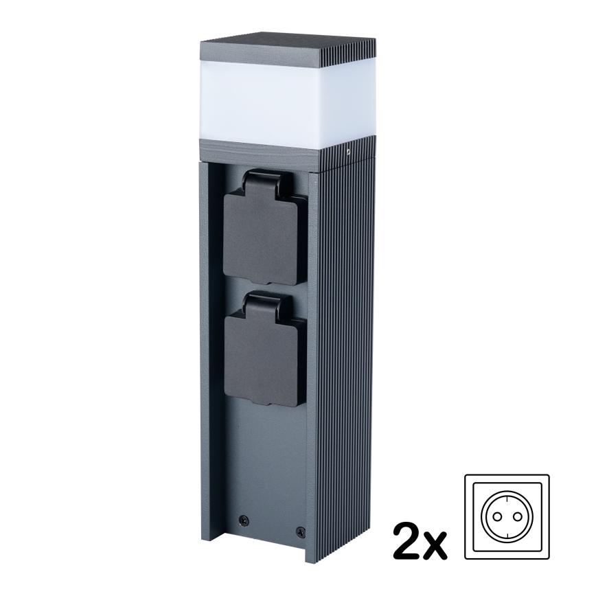 Brilagi - Candeeiro exterior com 2 tomadas SCHUKO PILLAR 1xG9/11W/230V IP44 antracite