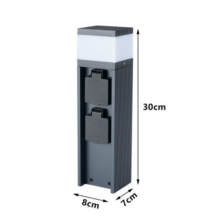 Brilagi - Candeeiro exterior com 2 tomadas SCHUKO PILLAR 1xG9/11W/230V IP44 antracite