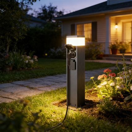 Brilagi - Candeeiro exterior com 2 tomadas SCHUKO PILLAR 1xG9/11W/230V IP44 antracite
