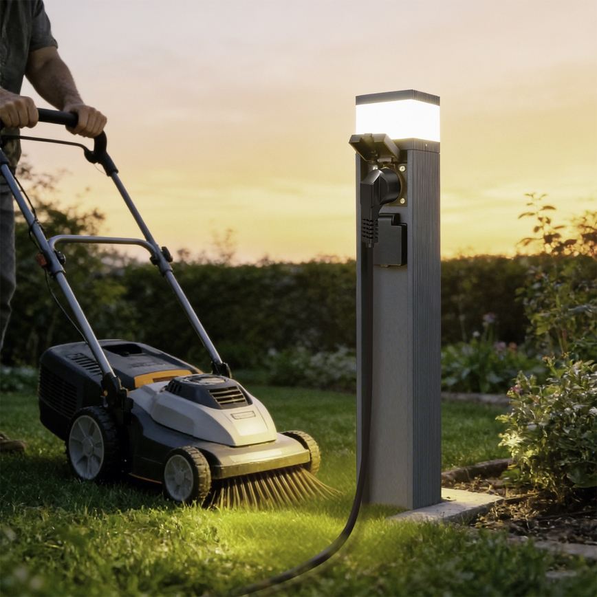Brilagi - Candeeiro exterior com 2 tomadas SCHUKO PILLAR 1xG9/11W/230V IP44 antracite