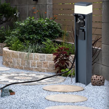 Brilagi - Candeeiro exterior com 2 tomadas SCHUKO PILLAR 1xG9/11W/230V IP44 antracite