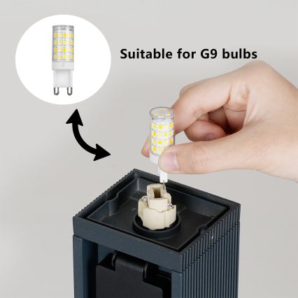 Brilagi - Candeeiro exterior com 2 tomadas SCHUKO PILLAR 1xG9/11W/230V IP44 antracite