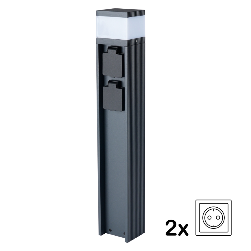 Brilagi - Candeeiro exterior com 2 tomadas SCHUKO PILLAR 1xG9/11W/230V IP44 antracite