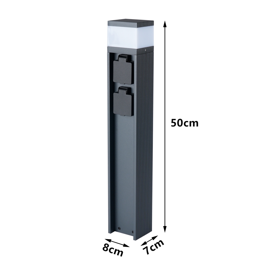 Brilagi - Candeeiro exterior com 2 tomadas SCHUKO PILLAR 1xG9/11W/230V IP44 antracite