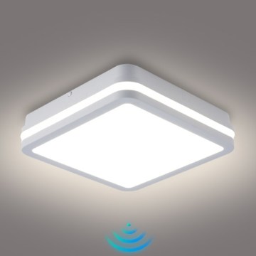 Brilagi - Candeeiro exterior LED com sensor BENE LED/24W/230V 26x26 cm branco IP54