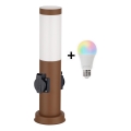 Brilagi - Candeeiro exterior LED RGBW regulável com 2 soquetes 1xE27/9W/230V 2700-6500K IP44 40 cm castanho