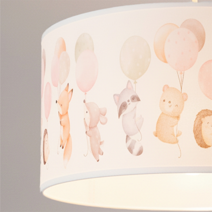 Brilagi - Candeeiro infantil LED pendente em cabo BOBO 1xE27/60W/230V Ø 35 cm branco/animais