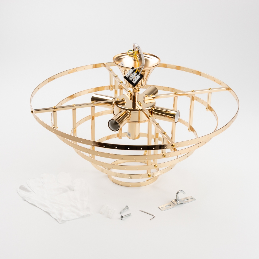 Brilagi - Candeeiro integrado CRYSTAL 5xE14/40W/230V dourado