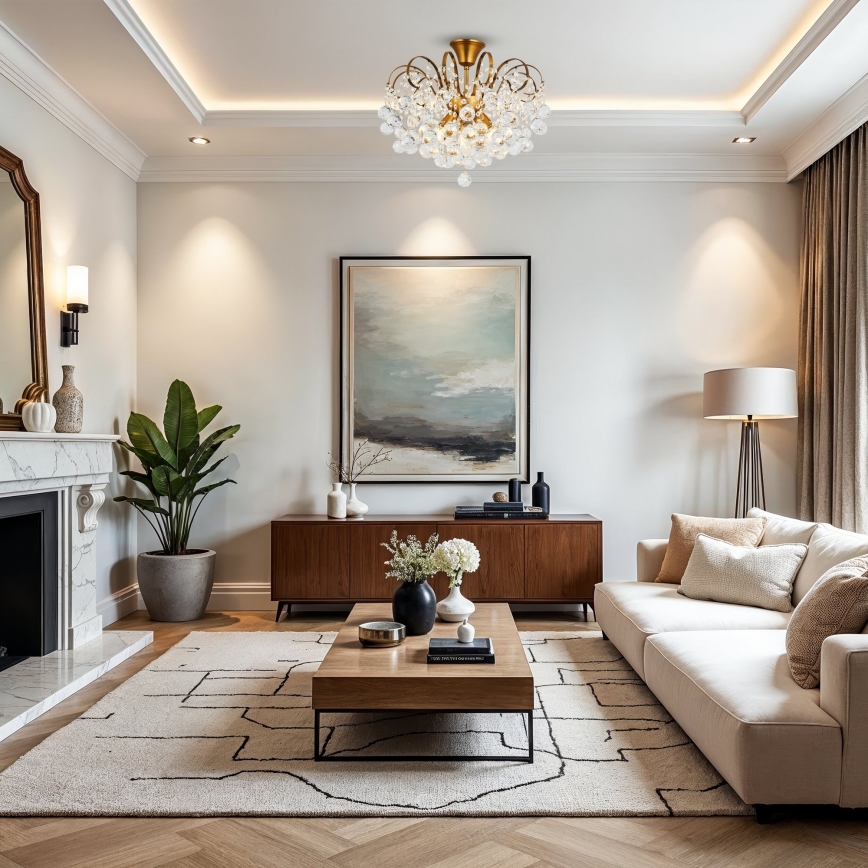 Brilagi - Candeeiro integrado CRYSTAL 6xE14/60W/230V bronze