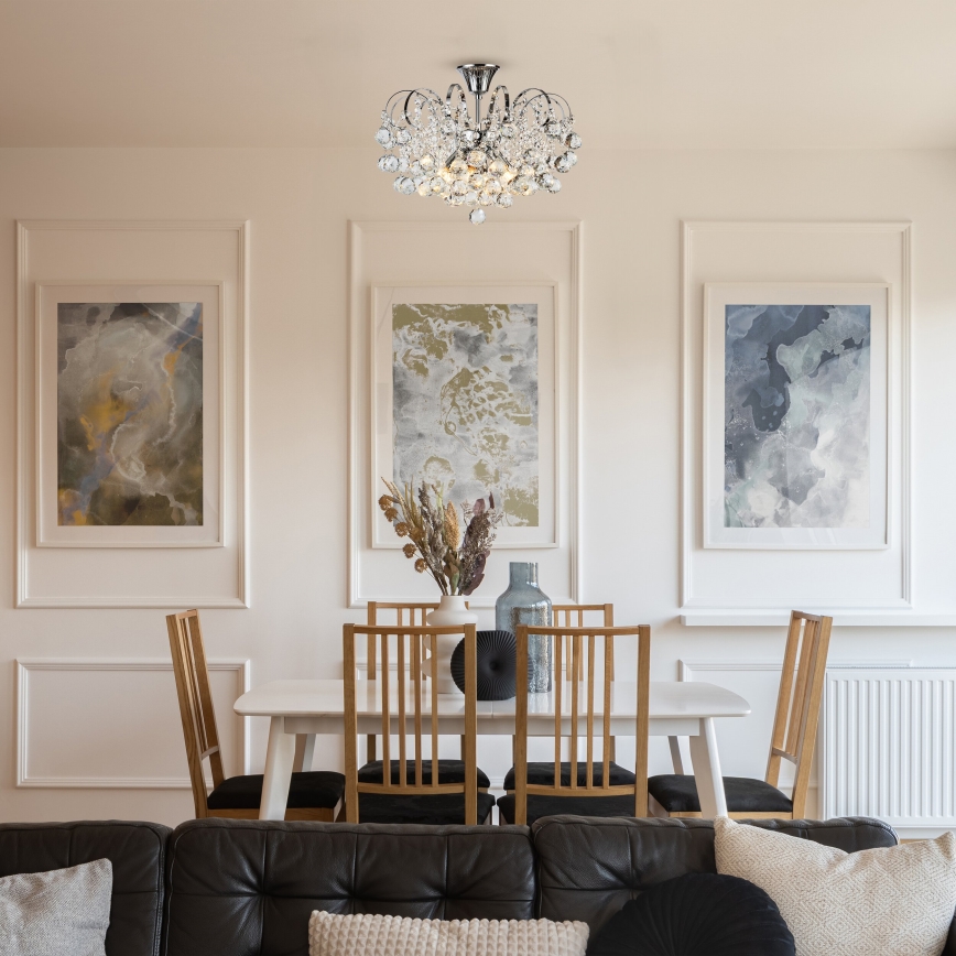 Brilagi - Candeeiro integrado CRYSTAL 6xE14/60W/230V cromado brilhante