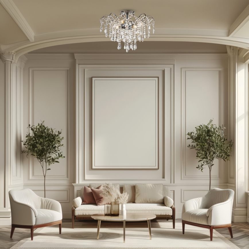 Brilagi - Candeeiro integrado CRYSTAL 6xE14/60W/230V cromado brilhante