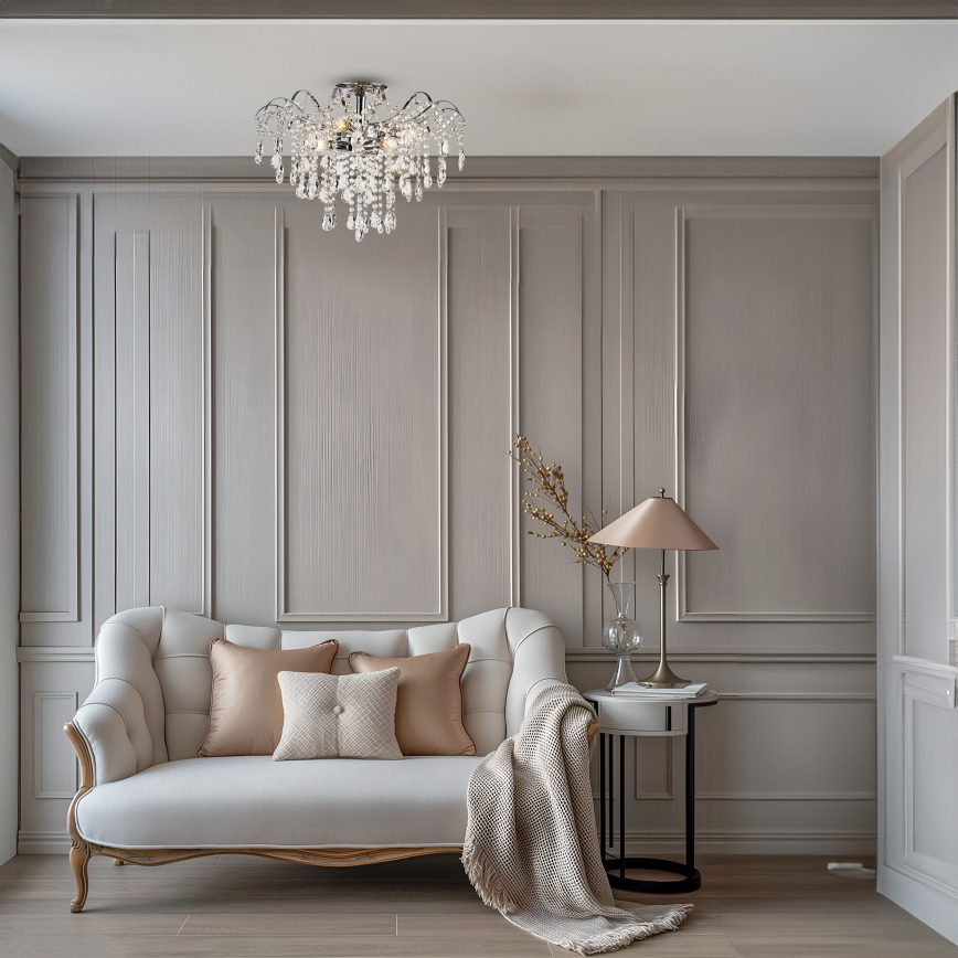 Brilagi - Candeeiro integrado CRYSTAL 6xE14/60W/230V cromado brilhante