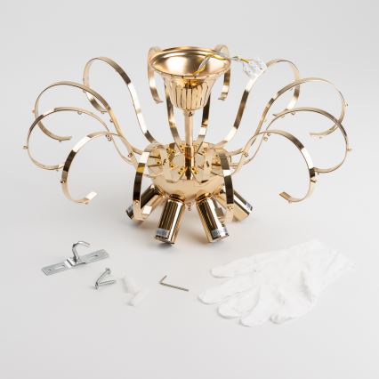 Brilagi - Candeeiro integrado CRYSTAL 6xE14/60W/230V dourado