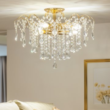 Brilagi - Candeeiro integrado CRYSTAL 6xE14/60W/230V dourado