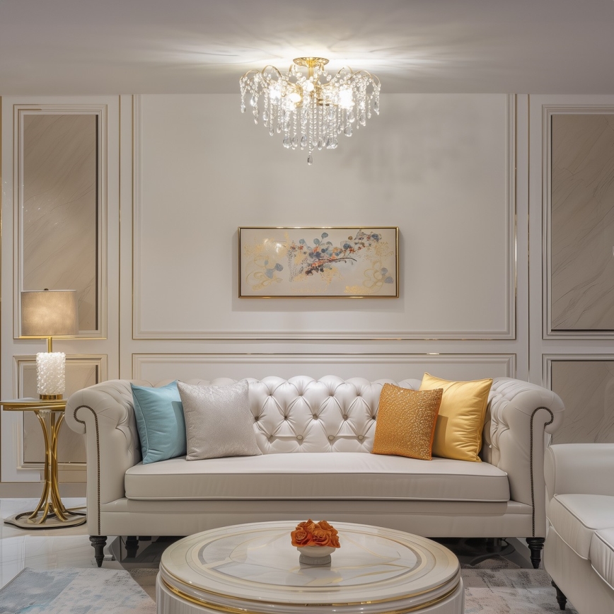 Brilagi - Candeeiro integrado CRYSTAL 6xE14/60W/230V dourado