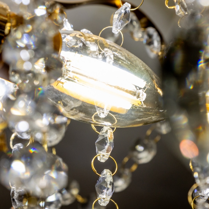 Brilagi - Candeeiro integrado CRYSTAL 6xE14/60W/230V dourado