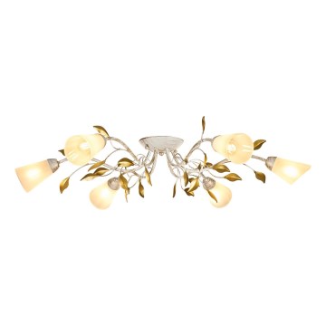 Brilagi - Candeeiro integrado FLORA 6xE14/60W/230V dourado/creme/pátina