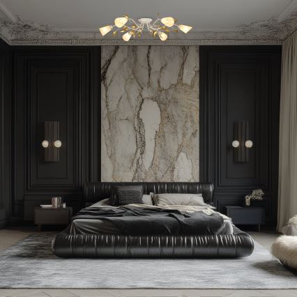 Brilagi - Candeeiro integrado FLORA 6xE14/60W/230V dourado/creme/pátina