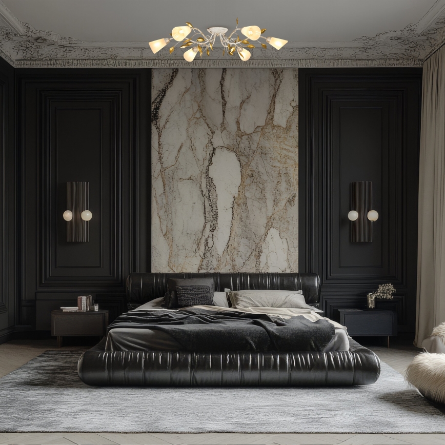 Brilagi - Candeeiro integrado FLORA 6xE14/60W/230V dourado/creme/pátina