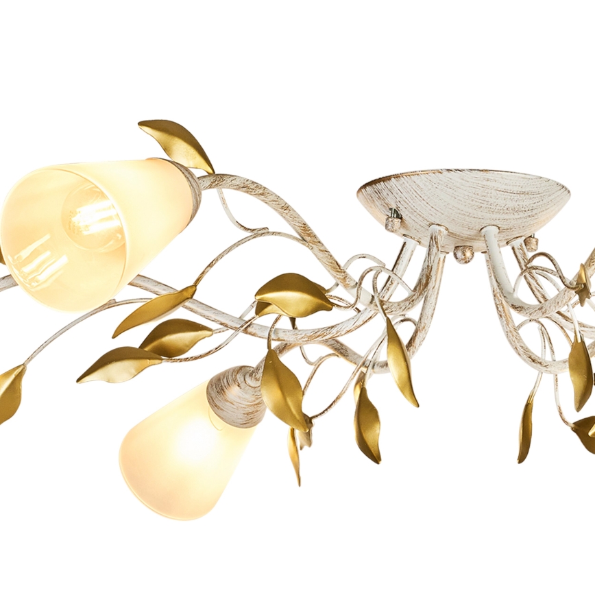 Brilagi - Candeeiro integrado FLORA 6xE14/60W/230V dourado/creme/pátina