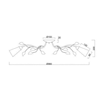 Brilagi - Candeeiro integrado FLORA 6xE14/60W/230V dourado/creme/pátina