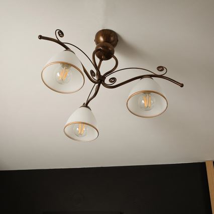 Brilagi - Candeeiro  integrado LED ANTICO 3xE27/60W/230V bronze pátina