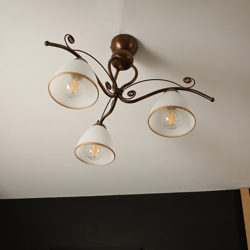 Brilagi - Candeeiro  integrado LED ANTICO 3xE27/60W/230V bronze pátina