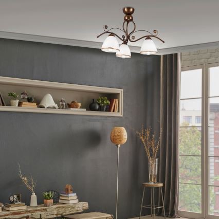 Brilagi - Candeeiro  integrado LED ANTICO 3xE27/60W/230V bronze pátina