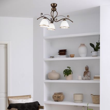 Brilagi - Candeeiro  integrado LED ANTICO 3xE27/60W/230V bronze pátina