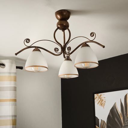 Brilagi - Candeeiro  integrado LED ANTICO 3xE27/60W/230V bronze pátina