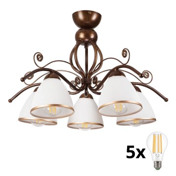 Brilagi - Candeeiro  integrado LED ANTICO 5xE27/60W/230V bronze pátina