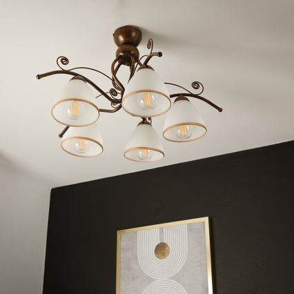 Brilagi - Candeeiro  integrado LED ANTICO 5xE27/60W/230V bronze pátina