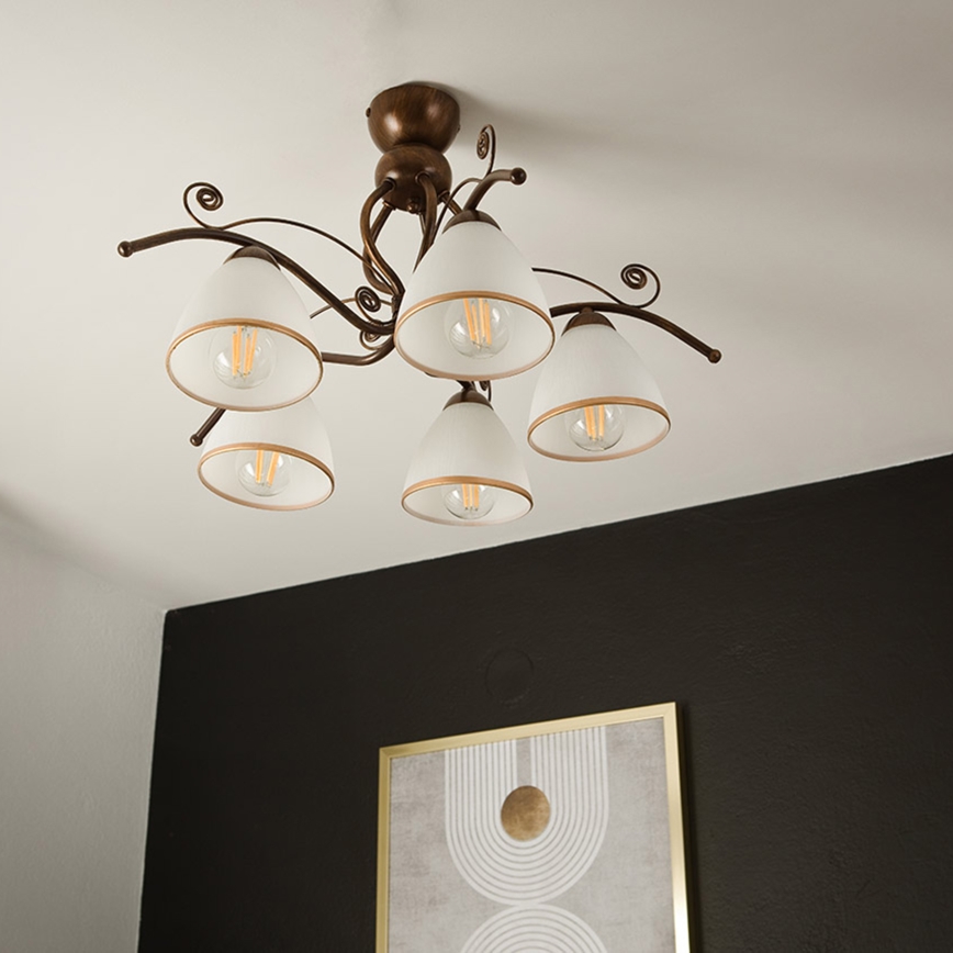 Brilagi - Candeeiro  integrado LED ANTICO 5xE27/60W/230V bronze pátina