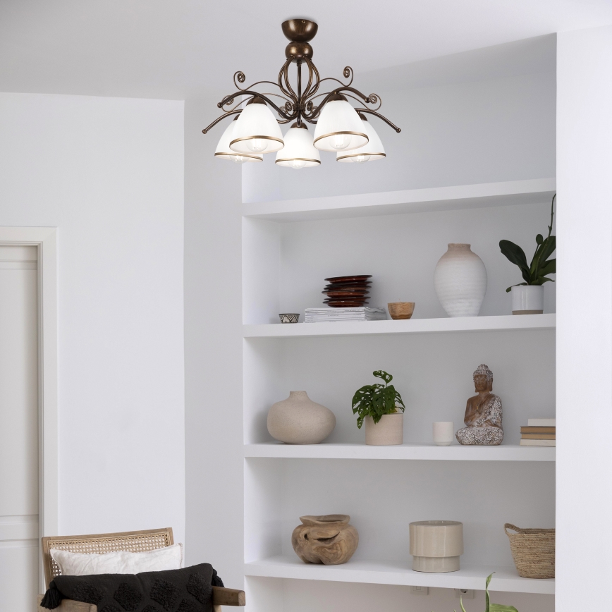 Brilagi - Candeeiro  integrado LED ANTICO 5xE27/60W/230V bronze pátina