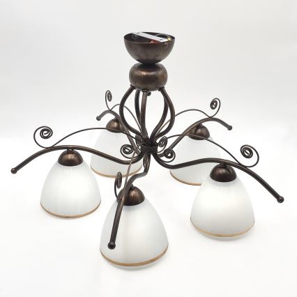 Brilagi - Candeeiro  integrado LED ANTICO 5xE27/60W/230V bronze pátina