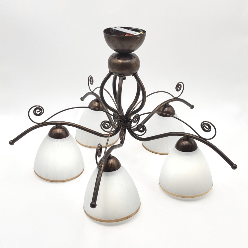 Brilagi - Candeeiro  integrado LED ANTICO 5xE27/60W/230V bronze pátina