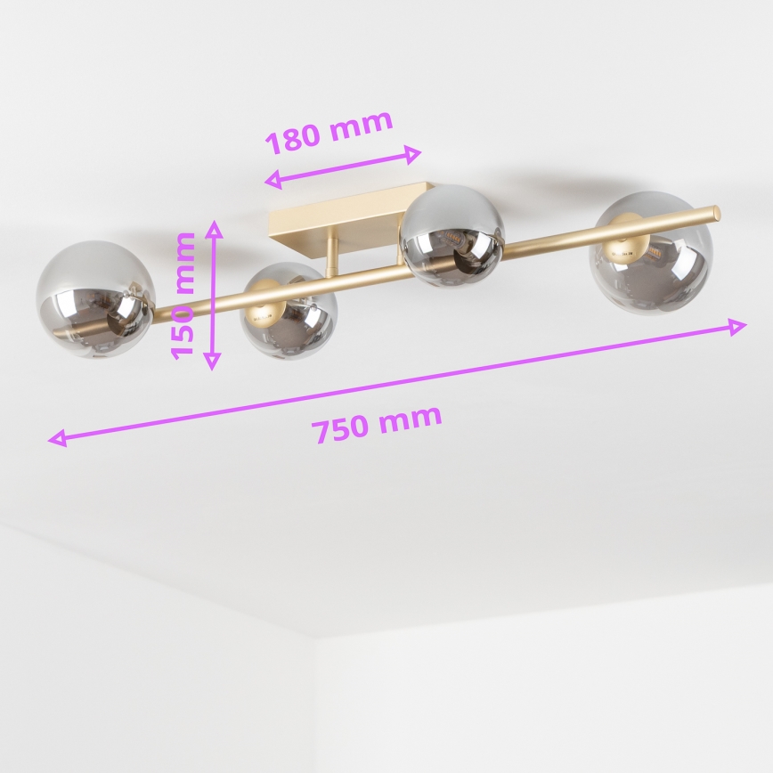 Brilagi - Candeeiro  integrado LED MILLA 4xG9/3W/230V dourado/fumado