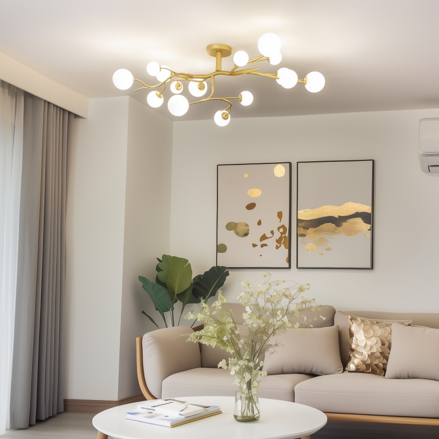 Brilagi - Candeeiro  integrado LED MISTEL 15xG9/3W/230V dourado/branco