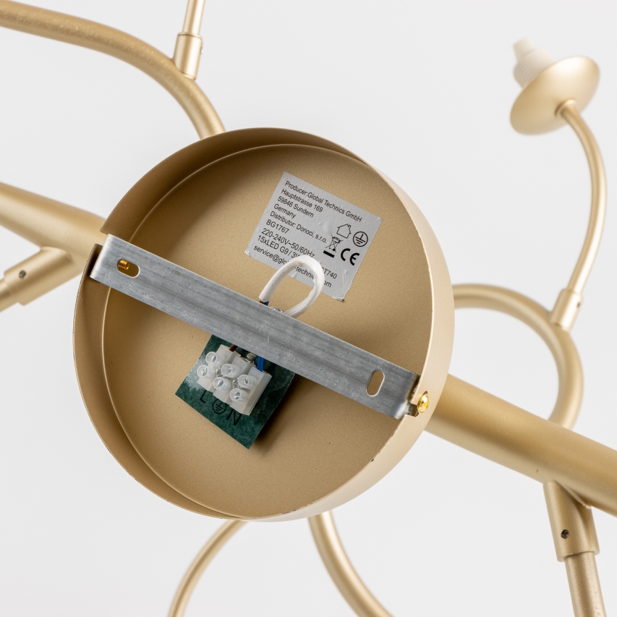 Brilagi - Candeeiro  integrado LED MISTEL 15xG9/3W/230V dourado/branco