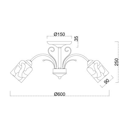 Brilagi - Candeeiro integrado MEGAPOLIS 3xE14/60W/230V dourado