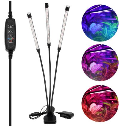 Brilagi - Candeeiro de mesa flexível regulável com clip para plantas VITABLOOM 3xLED/10W/230V preto